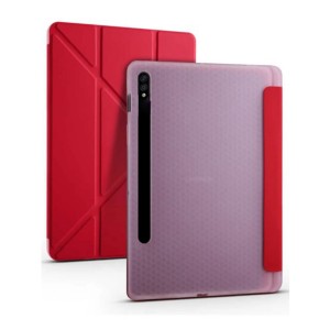 Nettech Samsung Galaxy Tab S7 FE LTE SM-T733 64 GB 12.4 Uyumlu Flip Prizma Seri Kapaklı Kılıf (Kırmızı) NT-105340