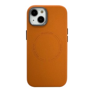 Nettech Apple iPhone 15 Uyumlu NT-N012 Deri Magsafe Arka Koruma Kılıf (Turuncu) NT-104548