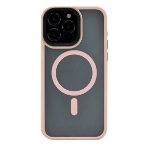 Nettech Apple iPhone 15 Pro Max Uyumlu Mat Renkli MagSafe Arka Koruma Kılıf (Pembe) NT-104753