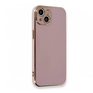 Nettech Apple iPhone 13 Uyumlu Golden Luxury Arka Koruma Kılıf (Pembe) NT-105748