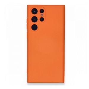 Nettech Samsung Galaxy S22 Ultra Uyumlu Nano Arka Koruma Kılıf (Turuncu) NT-106057