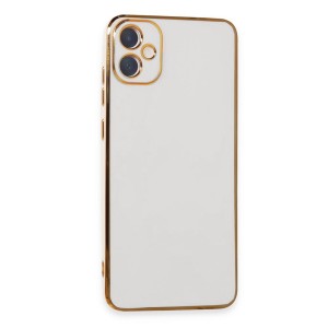 Nettech Samsung Galaxy A05 Uyumlu Golden Luxury Arka Koruma Kılıf (Beyaz) NT-108600