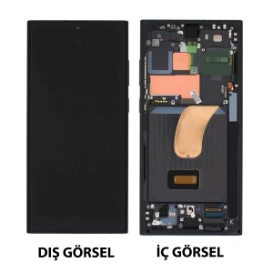 Teknonet Samsung Galaxy S23 Ultra Uyumlu Org Lcd+Dokunmatik+Çıtalı (Siyah) NT-108668