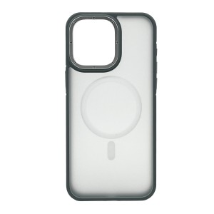 Nettech Apple iPhone 15 Uyumlu Metal Çerçeveli Skın Frıendly Magsafe Seri Arka Koruma Kılıf (Gri) NT-104027