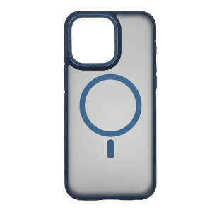 Nettech Apple iPhone 15 Pro Max Uyumlu Metal Çerçeveli Skın Frıendly Magsafe Seri Arka Koruma Kılıf (Lacivert) NT-104038