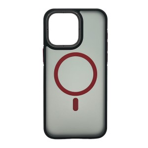Nettech Apple iPhone 15 Pro Max Uyumlu Metal Çerçeveli Skın Frıendly Magsafe Seri Arka Koruma Kılıf (Kırmızı) NT-104039