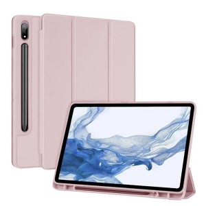 Nettech Samsung Galaxy Tab S7 FE LTE SM-T733 64 GB 12.4 Uyumlu Premium Smart 360 Kalem Yuvalı Kapaklı Kılıf (Pembe) NT-109474