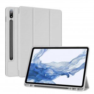 Nettech Samsung Galaxy Tab S7 FE LTE SM-T733 64 GB 12.4 Uyumlu Premium Smart 360 Kalem Yuvalı Kapaklı Kılıf (Krem) NT-109463