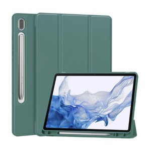 Nettech Samsung Galaxy Tab S9 Uyumlu Premium Smart 360 Kalem Yuvalı Kapaklı Kılıf (Koyu Yeşil) NT-109465