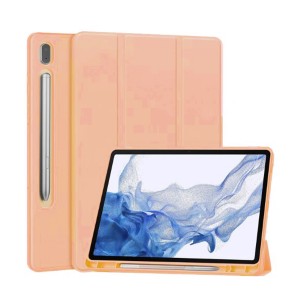 Nettech Samsung Galaxy Tab S9 Uyumlu Premium Smart 360 Kalem Yuvalı Kapaklı Kılıf (Turuncu) NT-109458