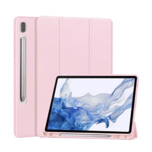 Nettech Samsung Galaxy Tab S9 Uyumlu Premium Smart 360 Kalem Yuvalı Kapaklı Kılıf (Pembe) NT-109457