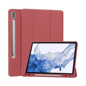 Nettech Samsung Galaxy Tab S9 Uyumlu Premium Smart 360 Kalem Yuvalı Kapaklı Kılıf (Kırmızı) NT-109451