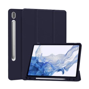 Nettech Samsung Galaxy Tab S9 Plus Uyumlu Premium Smart 360 Kalem Yuvalı Kapaklı Kılıf (Lacivert) NT-109461