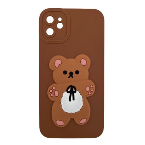 Nettech Apple iPhone 11 Uyumlu Maskot Seri Arka Koruma Kılıf (Kahverengi) NT-109826