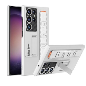 Nettech Samsung Galaxy S23 Ultra Uyumlu Standlı Band Arka Koruma Kılıf (Gümüş) NT-108007