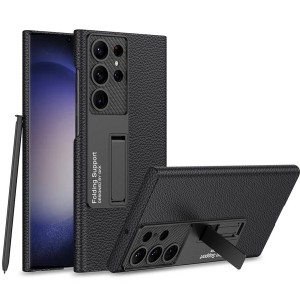 Nettech Samsung Galaxy S24 Ultra Uyumlu Standlı Karbon Arka Koruma Kılıf (Siyah) NT-107988