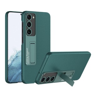 Nettech Samsung Galaxy S22 Ultra Uyumlu Standlı Karbon Arka Koruma Kılıf (Yeşil) NT-107996
