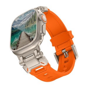 Nettech Apple Watch Seri 44/42 mm Uyumlu Silikon Kordon (Turuncu) NT-110234