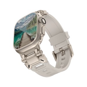 Nettech Apple Watch Seri 44/42 mm Uyumlu Silikon Kordon (Krem) NT-110236
