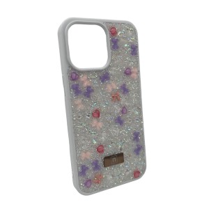 Nettech Apple iPhone 15 Pro Uyumlu NT-N031 Taşlı Seri Arka Koruma Kılıf (Beyaz) NT-107543