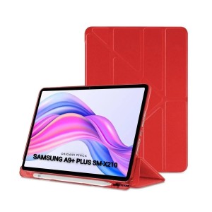 Nettech Samsung Galaxy A9 Plus X210 Uyumlu Premium Smart 360 Kalem Yuvalı Kapaklı Kılıf (Kırmızı) NT-110701