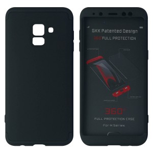 Nettech Samsung Galaxy A730 A8 Plus 2018 Uyumlu 360 Koruyucu Arka Koruma Kılıf (Siyah) VR-4289