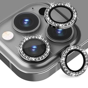 Nettech Apple iPhone 14 Pro Uyumlu Diamond Taşlı Model Kamera Cam Koruyucu (Siyah) NT-110763