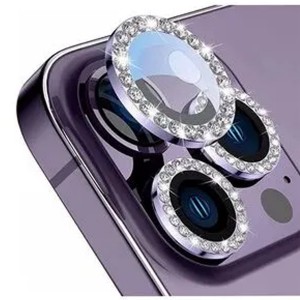 Nettech Apple iPhone 14 Pro Uyumlu Diamond Taşlı Model Kamera Cam Koruyucu (Mor) NT-110762