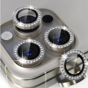 Nettech Apple iPhone 15 Pro Uyumlu Diamond Taşlı Model Kamera Cam Koruyucu (Gümüş) NT-110764