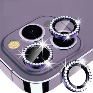 Nettech Apple iPhone 15 Pro Uyumlu Diamond Taşlı Model Kamera Cam Koruyucu (Mor) NT-110765