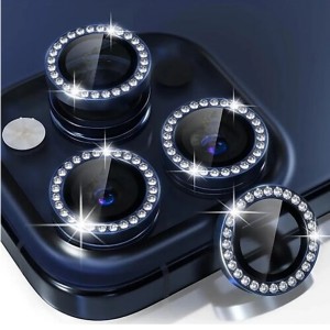 Nettech Apple iPhone 15 Pro Uyumlu Diamond Taşlı Model Kamera Cam Koruyucu (Mavi) NT-110767