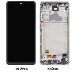 Teknonet Samsung Galaxy A72 Uyumlu Org Lcd+Dokunmatik+Çıtalı (Beyaz) NT-111028