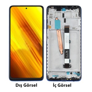 Teknonet Xiaomi Poco X3 Uyumlu Org Lcd+Dokunmatik+Çıtalı (Mavi) NT-111257