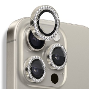 Nettech Apple iPhone 16 Pro Uyumlu Diamond Taşlı Model Kamera Cam Koruyucu (Natural) NT-111292