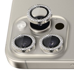 Nettech Apple iPhone 16 Pro Uyumlu Diamond Taşlı Model Kamera Cam Koruyucu (Natural) NT-111292