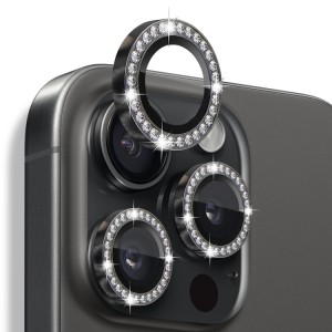 Nettech Apple iPhone 16 Pro Uyumlu Diamond Taşlı Model Kamera Cam Koruyucu (Siyah) NT-111290