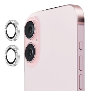 Nettech Apple iPhone 16 Uyumlu Diamond Taşlı Model Kamera Cam Koruyucu (Gümüş) NT-111288