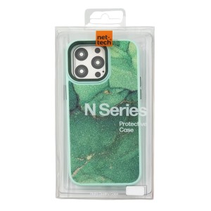 Nettech Apple iPhone 14 Pro Max Uyumlu NT-N029 Mermer Desenli Arka Koruma Kılıf (Yeşil) NT-107390