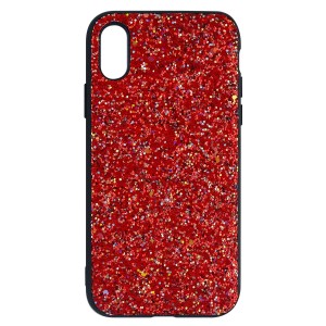 Nettech Apple iPhone X Uyumlu Simli Arka Koruma Kılıf (Kırmızı) VR-4416