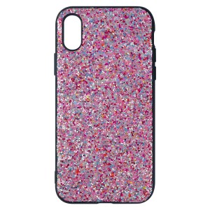 Nettech Apple iPhone X Uyumlu Simli Arka Koruma Kılıf (Pembe) VR-4417