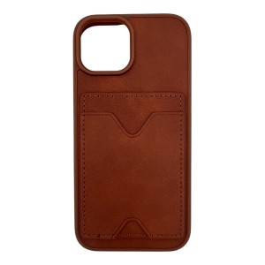 Nettech Apple iPhone 14 Uyumlu NT-N028 Deri Kartlık Arka Koruma Kılıf (Kahverengi) NT-107112