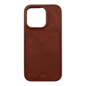 Nettech Apple iPhone 15 Pro Uyumlu NT-N028 Deri Kartlık Arka Koruma Kılıf (Kahverengi) NT-107218