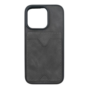 Nettech Apple iPhone 15 Pro Uyumlu NT-N028 Deri Kartlık Arka Koruma Kılıf (Gri) NT-107220