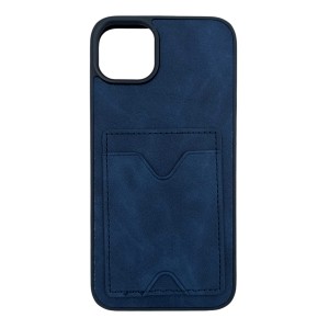 Nettech Apple iPhone 15 Plus Uyumlu NT-N028 Deri Kartlık Arka Koruma Kılıf (Lacivert) NT-107247