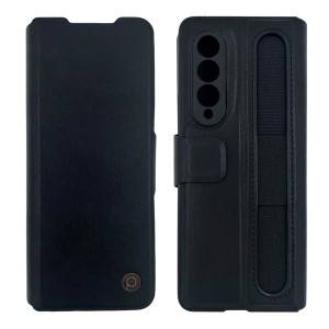 Nettech Samsung Galaxy Z Fold 3 Uyumlu Suni Deri Arka Koruma Kılıf (Siyah) NT-111536