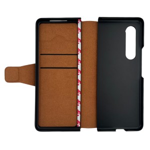 Nettech Samsung Galaxy Z Fold 4 Uyumlu Suni Deri Arka Koruma Kılıf (Kahverengi) NT-111535