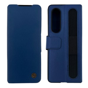 Nettech Samsung Galaxy Z Fold 4 Uyumlu Suni Deri Arka Koruma Kılıf (Lacivert) NT-111534