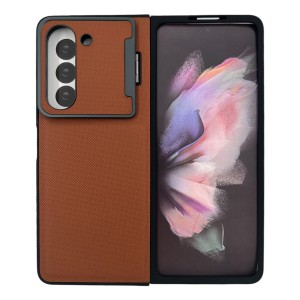 Nettech Samsung Galaxy Z Fold 5 Uyumlu Manyetik Standlı Seri Arka Koruma Kılıf (Kahverengi) NT-111505