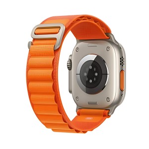 Nettech Apple Watch Ultra 49 mm Uyumlu Kumaş Kordon (Turuncu) NT-110264