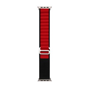 Nettech Apple Watch Seri 42/44 mm Uyumlu Kumaş Kordon (Siyah-Kırmızı) NT-110228
